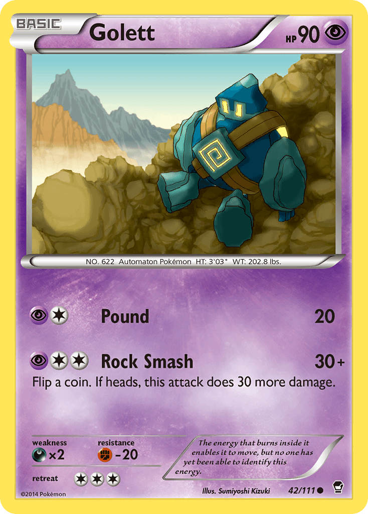 42, Common, Darkness[×2], Fighting[-20], Normal, Psychic, Reverse Holofoil, XY: Furious Fists Golett (42/111) [XY: Furious Fists] - Trading Card World