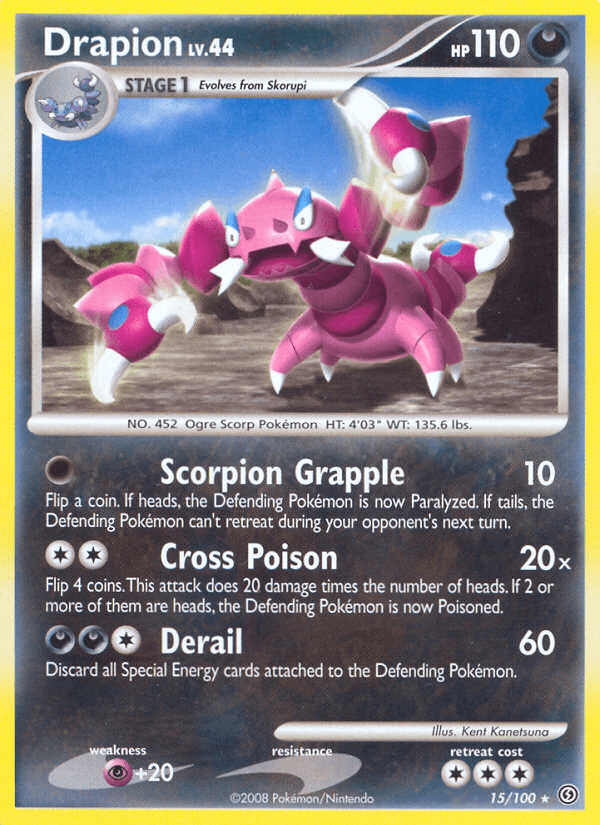 15, Darkness, Diamond & Pearl: Stormfront, Normal, Psychic[+20], Rare, Reverse Holofoil Drapion (15/100) [Diamond & Pearl: Stormfront] - Trading Card World
