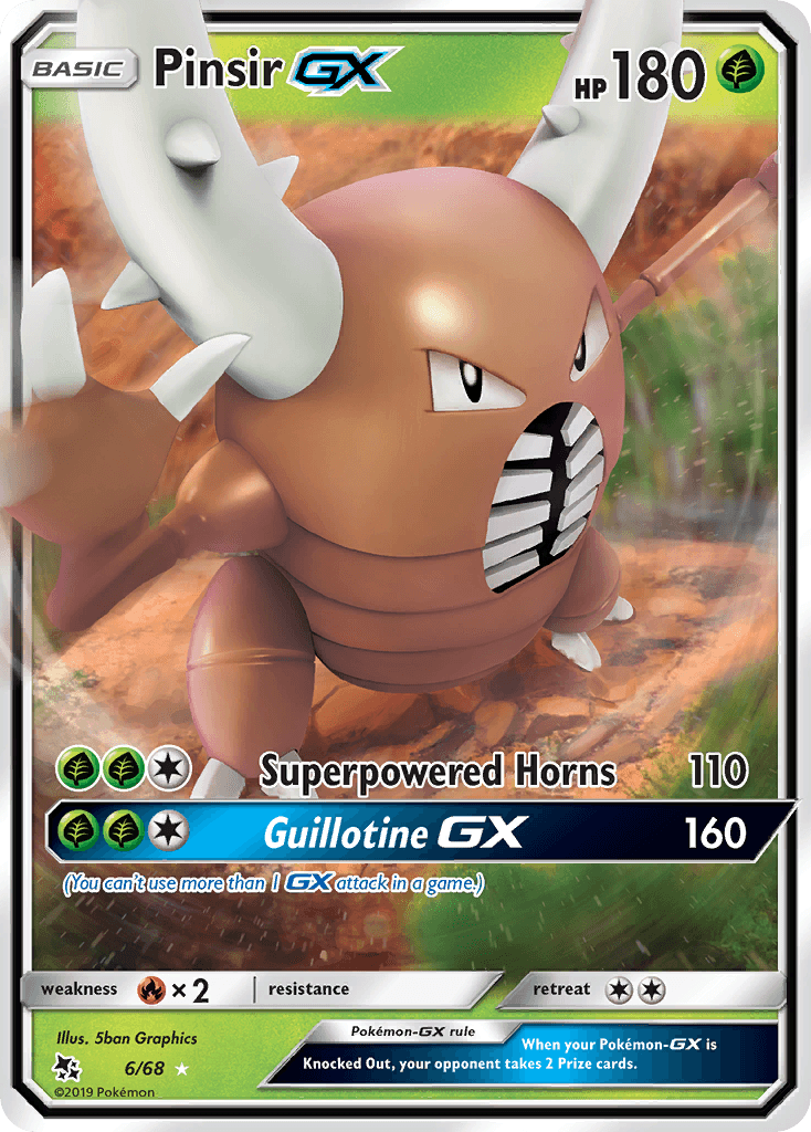 Fire[×2], Grass, Holofoil, Sun & Moon: Hidden Fates, Ultra Rare Pinsir GX (6/68) [Sun & Moon: Hidden Fates] - Trading Card World