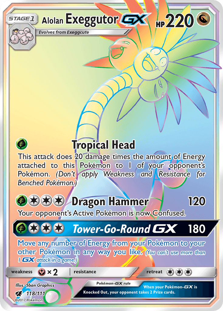 118, Dragon, Fairy[×2], Holofoil, Secret Rare, Sun & Moon: Crimson Invasion Alolan Exeggutor GX (118/111) [Sun & Moon: Crimson Invasion] - Trading Card World