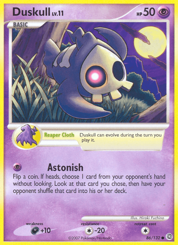 86, Colorless[-20], Common, Darkness[+10], Diamond & Pearl: Secret Wonders, Normal, Psychic, Reverse Holofoil Duskull (86/132) [Diamond & Pearl: Secret Wonders] - Trading Card World
