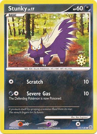 102, Countdown Calendar Promos, Darkness, Fighting[+10], Normal, Promo, Psychic[-20] Stunky (102/130) [Countdown Calendar Promos] - Trading Card World