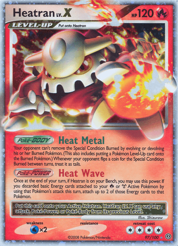 97, Diamond & Pearl: Stormfront, Fire, Holofoil, Ultra Rare, Water[×2] Heatran LV.X (97/100) [Diamond & Pearl: Stormfront] - Trading Card World
