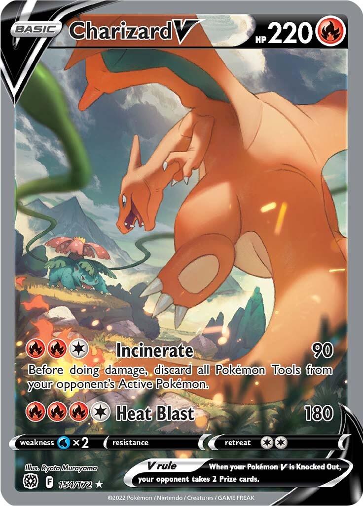 154, Fire, Holofoil, Sword & Shield: Brilliant Stars, Ultra Rare, Water [x2] Charizard V (154/172) [Sword & Shield: Brilliant Stars] - Trading Card World