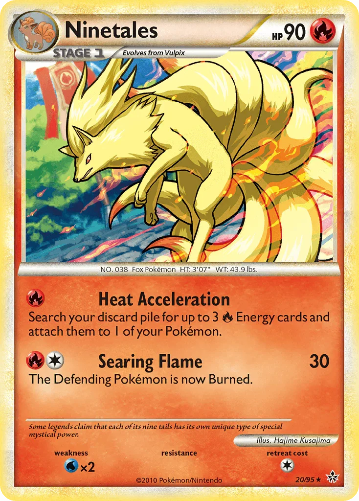 20, Fire, HeartGold & SoulSilver: Unleashed, Normal, Rare, Reverse Holofoil, Water[×2] Ninetales (20/95) [HeartGold & SoulSilver: Unleashed] - Trading Card World