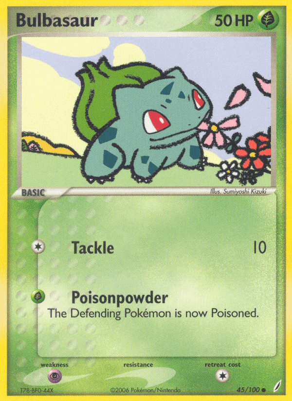 45, Common, EX: Crystal Guardians, Grass, Normal, Psychic[×2] Bulbasaur (45/100) [EX: Crystal Guardians] - Trading Card World