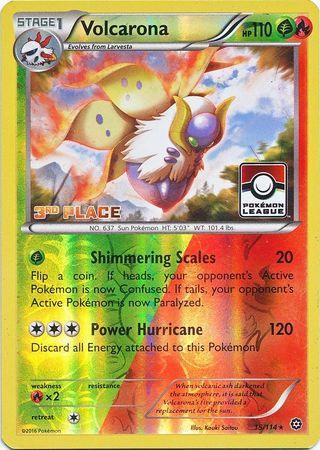 15, Fire, Fire[×2], Grass, Promo, Reverse Holofoil, XY: Steam Siege Volcarona (15/114) (League Promo 3rd Place) [XY: Steam Siege] - Trading Card World