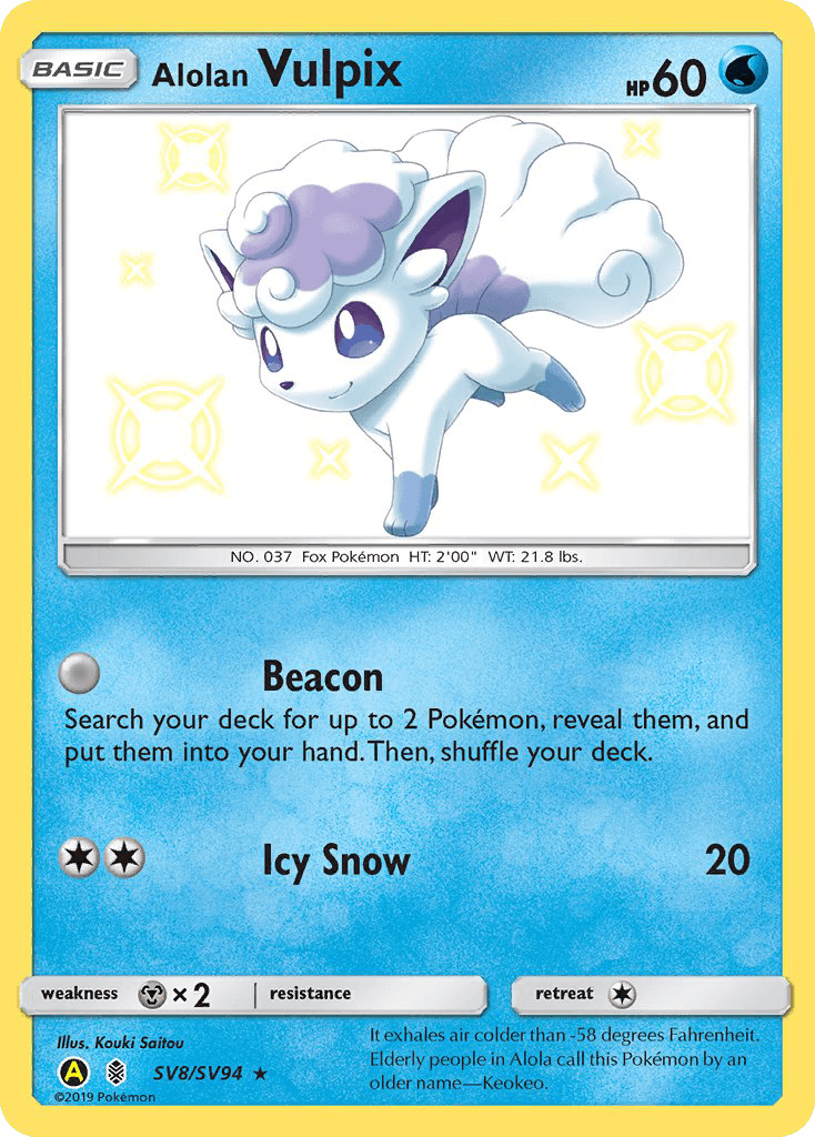 Holofoil, Metal[×2], Sun & Moon: Hidden Fates - Shiny Vault, SV8, Ultra Rare, Water Alolan Vulpix (SV8/SV94) [Sun & Moon: Hidden Fates - Shiny Vault] - Trading Card World