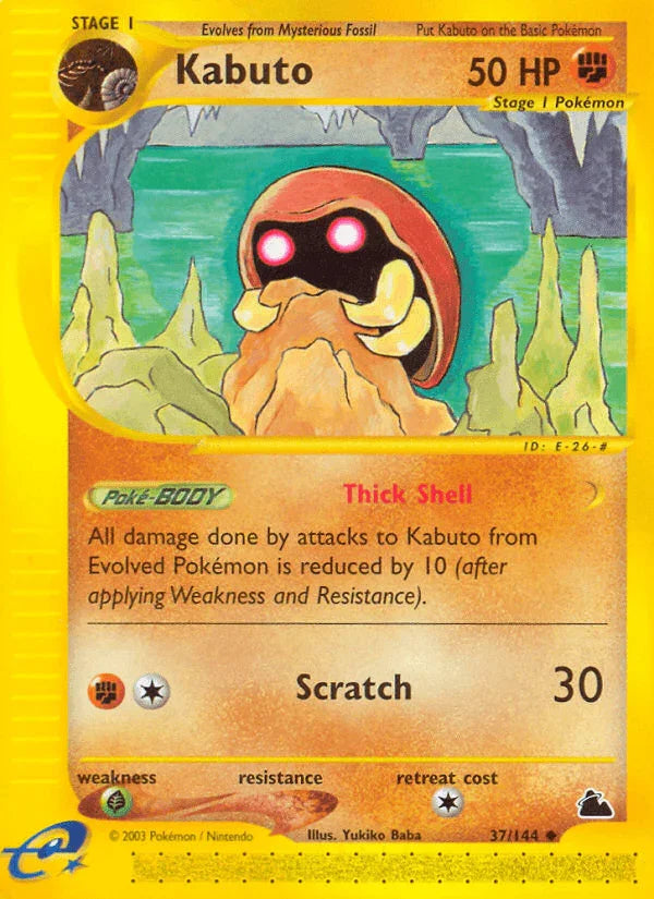 37, Fighting, Grass[×2], Normal, Reverse Holofoil, Skyridge, Uncommon Kabuto (37/144) [Skyridge] - Trading Card World