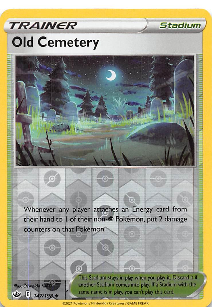 147, Normal, Reverse Holofoil, Stadium, Sword & Shield: Chilling Reign, Uncommon Old Cemetery (147/198) [Sword & Shield: Chilling Reign] - Trading Card World