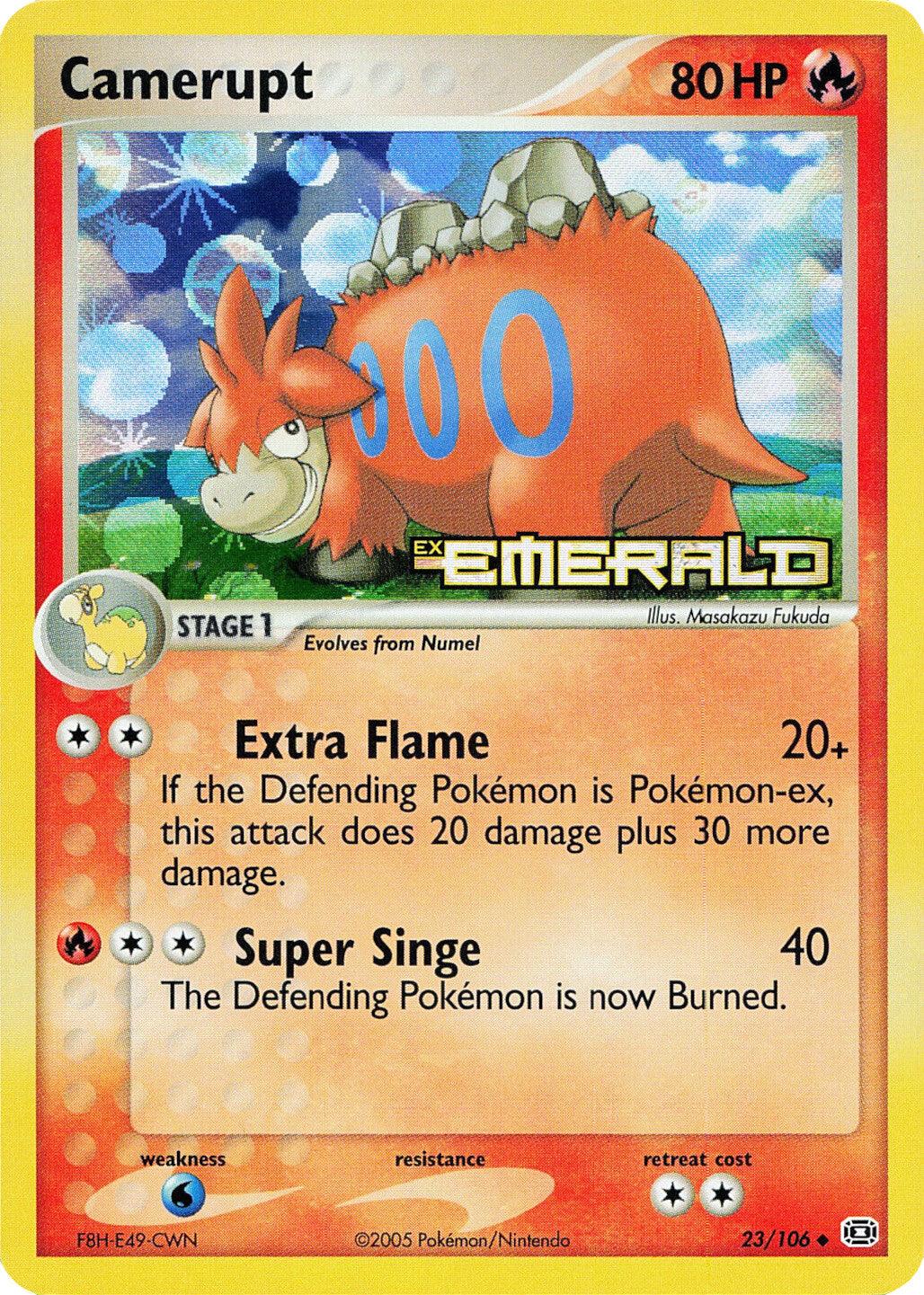 23, EX: Emerald, Fire, Reverse Holofoil, Uncommon, Water[×2] Camerupt (23/106) (Stamped) [EX: Emerald] - Trading Card World