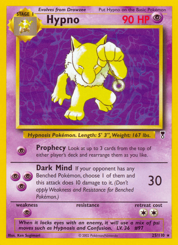 25, Legendary Collection, Normal, Psychic, Psychic[×2], Rare, Reverse Holofoil Hypno (25/110) [Legendary Collection] - Trading Card World