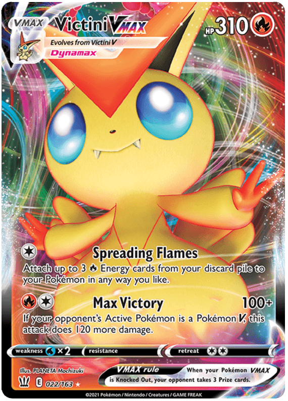 022, Fire, Holofoil, Sword & Shield: Battle Styles, Ultra Rare, Water[×2] Victini VMAX (022/163) [Sword & Shield: Battle Styles] - Trading Card World