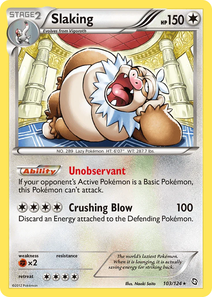 103, Black & White: Dragons Exalted, Colorless, Fighting[×2], Holo Rare, Holofoil, Reverse Holofoil Slaking (103/124) [Black & White: Dragons Exalted] - Trading Card World