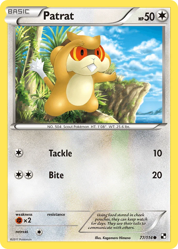 77, Black & White: Base Set, Colorless, Common, Fighting[×2], Normal, Reverse Holofoil Patrat (77/114) [Black & White: Base Set] - Trading Card World