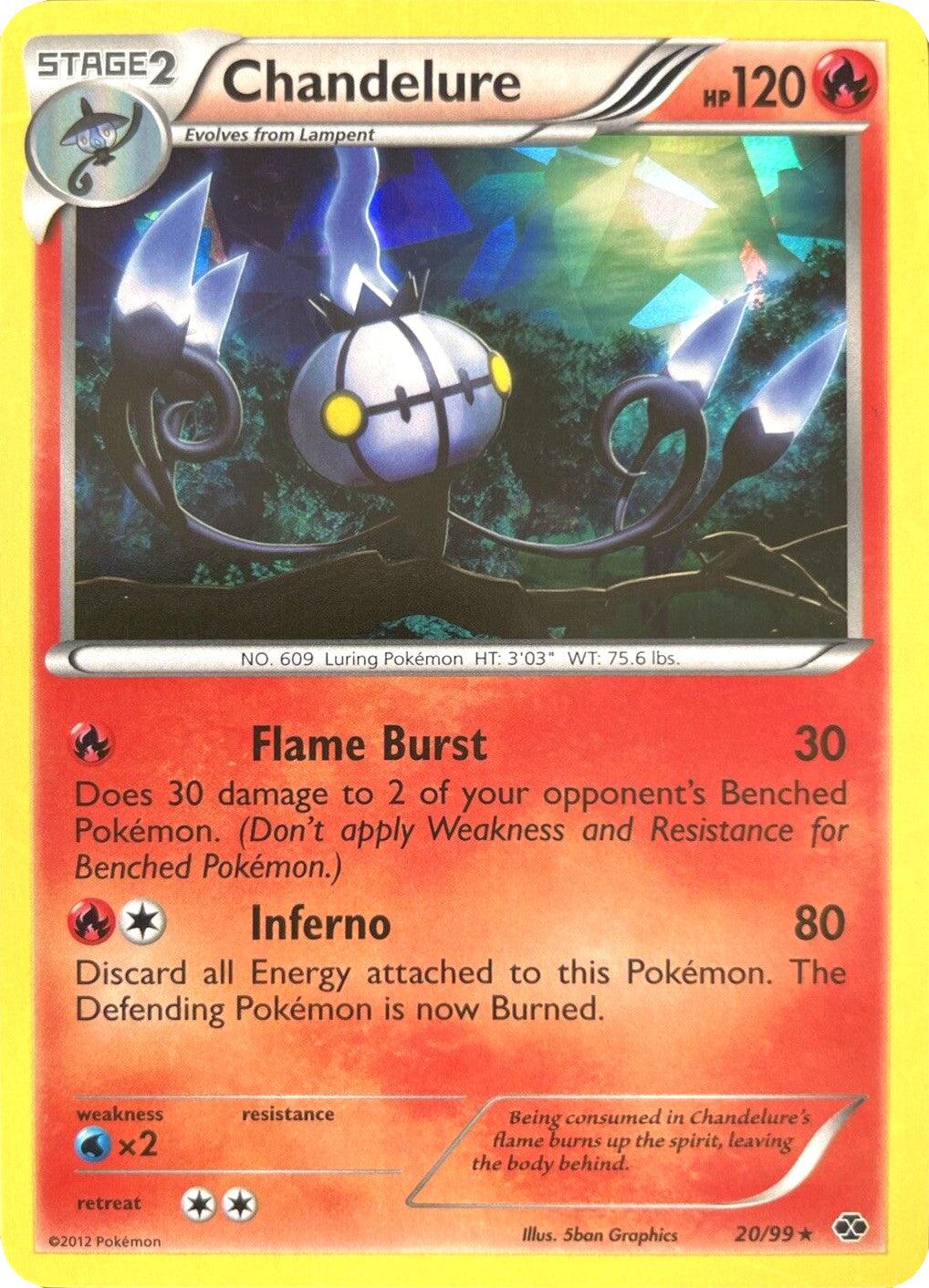 20, Black & White: Next Destinies, Fire, Holofoil, Promo, Water [x2] Chandelure (20/99) (Cracked Ice Holo) [Black & White: Next Destinies] - Trading Card World