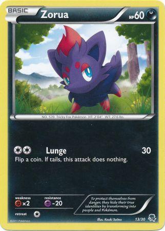 13, Black & White: Trainer Kit - Zoroark, Darkness, Fighting[×2], Normal, Promo, Psychic[-20] Zorua (13/30) [Black & White: Trainer Kit - Zoroark] - Trading Card World