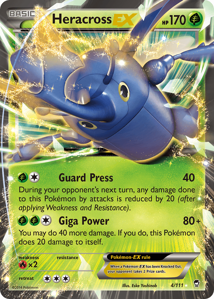 Fire[×2], Grass, Holofoil, Ultra Rare, XY: Furious Fists Heracross EX (4/111) [XY: Furious Fists] - Trading Card World