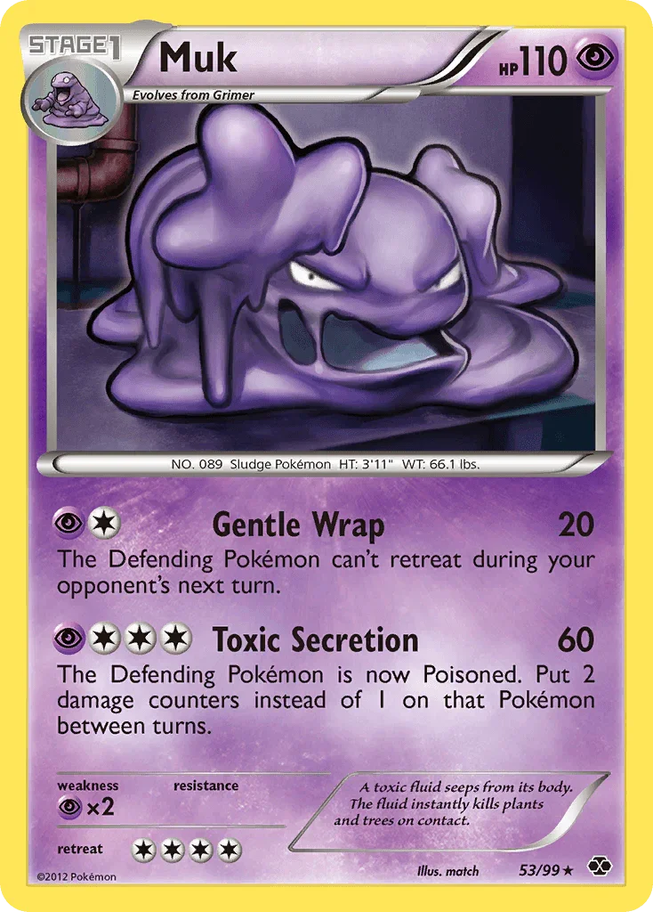 53, Black & White: Next Destinies, Normal, Psychic, Psychic[×2], Rare, Reverse Holofoil Muk (53/99) [Black & White: Next Destinies] - Trading Card World