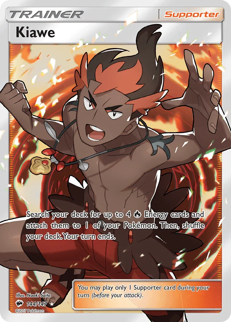 144, Holofoil, Sun & Moon: Burning Shadows, Supporter, Ultra Rare Kiawe (144/147) [Sun & Moon: Burning Shadows] - Trading Card World