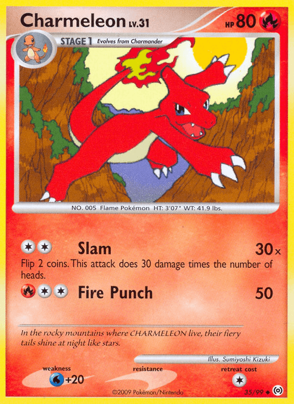 35, Fire, Normal, Platinum: Arceus, Reverse Holofoil, Uncommon, Water[+20] Charmeleon (35/99) [Platinum: Arceus] - Trading Card World