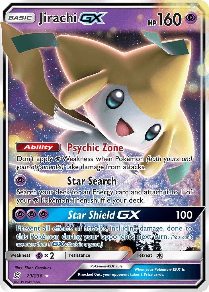 79, Holofoil, Psychic, Psychic[×2], Sun & Moon: Unified Minds, Ultra Rare Jirachi GX (79/236) [Sun & Moon: Unified Minds] - Trading Card World
