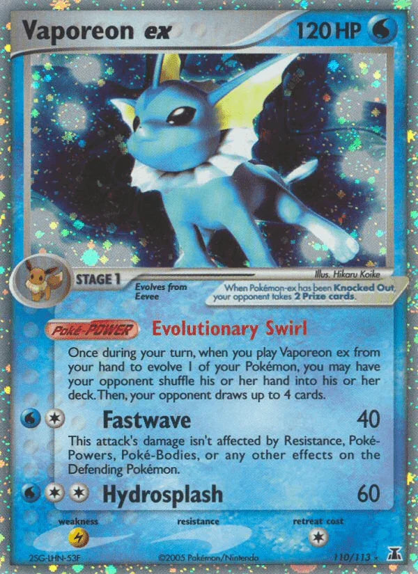 110, EX: Delta Species, Holofoil, Lightning[×2], Ultra Rare, Water Vaporeon ex (110/113) [EX: Delta Species] - Trading Card World