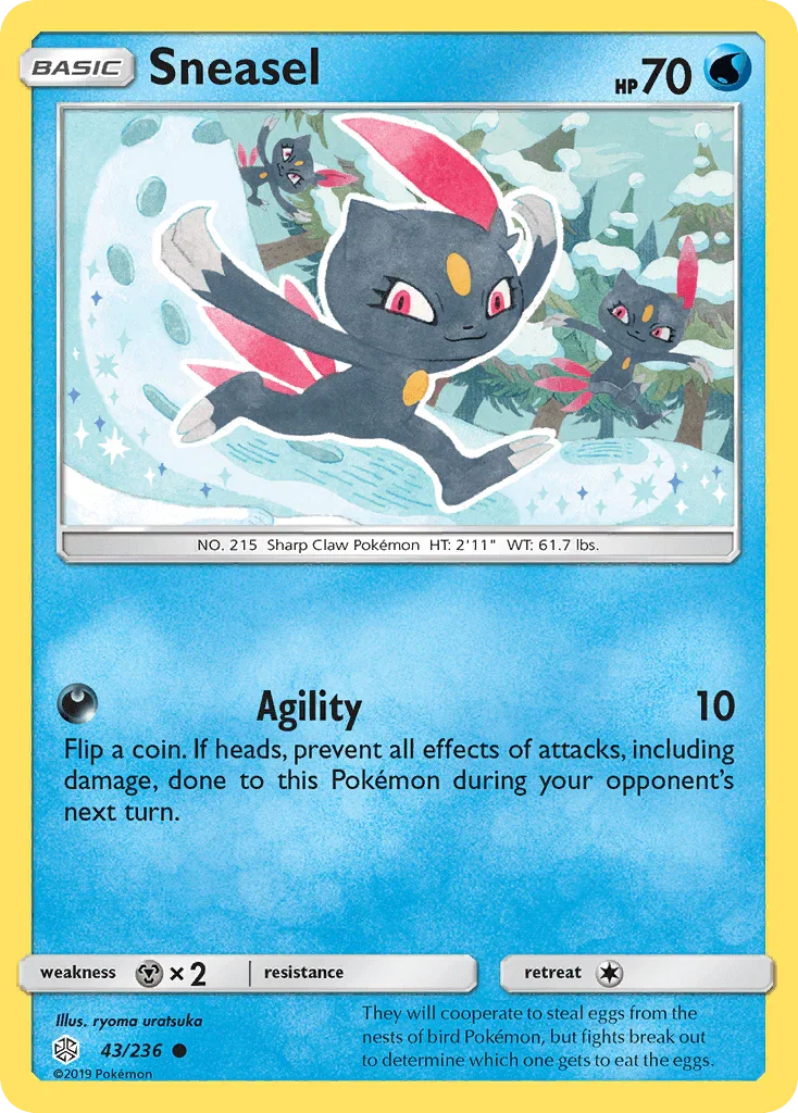 43, Common, Metal[×2], Normal, Reverse Holofoil, Sun & Moon: Cosmic Eclipse, Water Sneasel (43/236) [Sun & Moon: Cosmic Eclipse] - Trading Card World