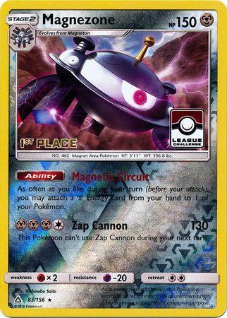 83, Fire[×2], Metal, Promo, Psychic[-20], Reverse Holofoil, Sun & Moon: Ultra Prism Magnezone (83/156) (League Promo 1st Place) [Sun & Moon: Ultra Prism] - Trading Card World