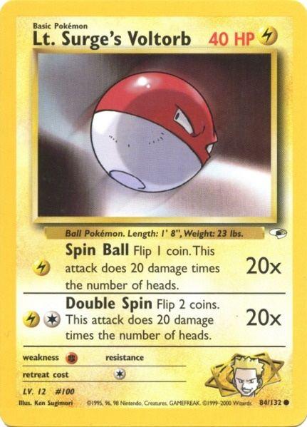 84, Common, Fighting[×2], Gym Heroes Unlimited, Lightning, Normal Lt. Surge's Voltorb (84/132) [Gym Heroes Unlimited] - Trading Card World