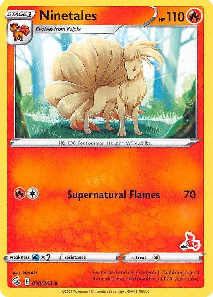30, Battle Academy 2022, Fire, Normal, Uncommon, Water [x2] Ninetales (30/264) (Cinderace Stamp #23) [Battle Academy 2022] - Trading Card World