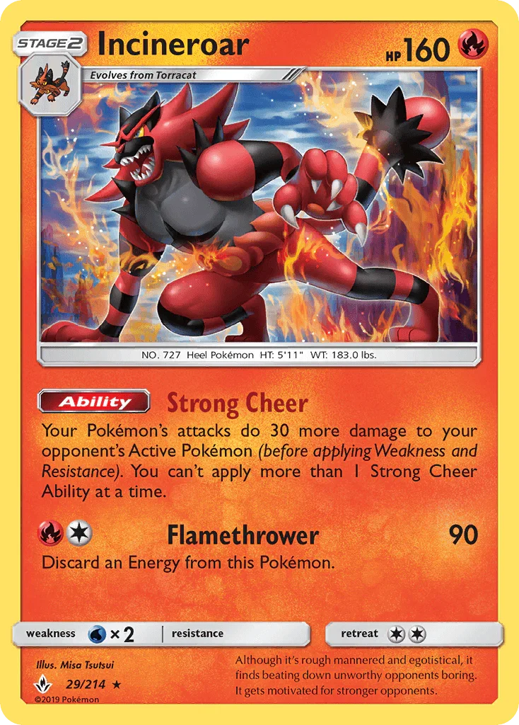 29, Fire, Normal, Rare, Reverse Holofoil, Sun & Moon: Unbroken Bonds, Water[×2] Incineroar (29/214) [Sun & Moon: Unbroken Bonds] - Trading Card World