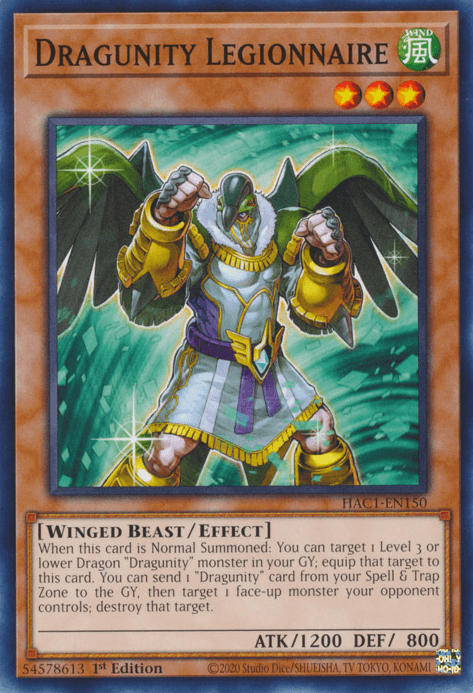 1st Edition, Common, Effect Monster, Hidden Arsenal: Chapter 1, Wind, Winged Beast Dragunity Legionnaire [HAC1-EN150] Common - Trading Card World