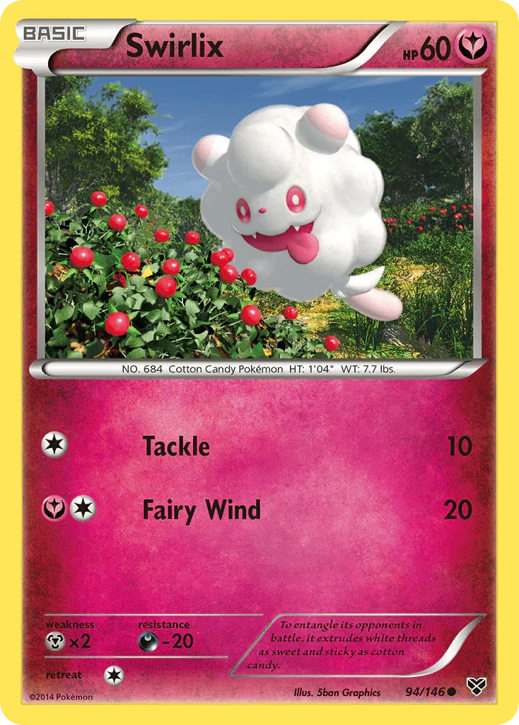 94, Common, Darkness[-20], Fairy, Metal[×2], Normal, Reverse Holofoil, XY: Base Set Swirlix (94/146) [XY: Base Set] - Trading Card World