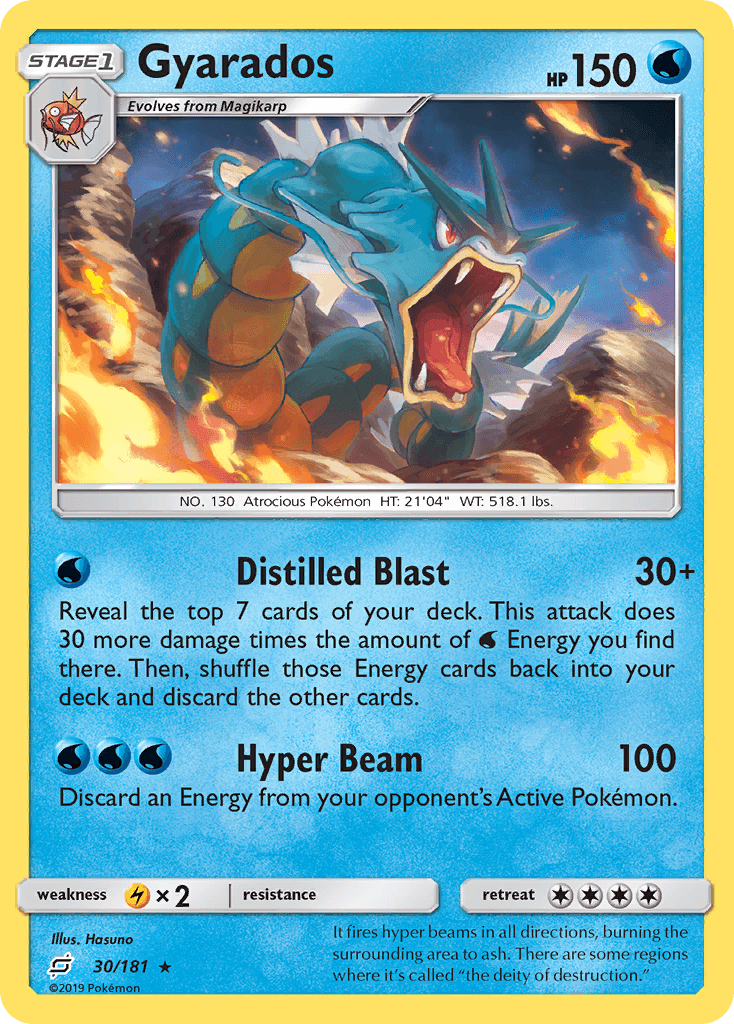 30, Holo Rare, Holofoil, Lightning[×2], Reverse Holofoil, Sun & Moon: Team Up, Water Gyarados (30/181) [Sun & Moon: Team Up] - Trading Card World