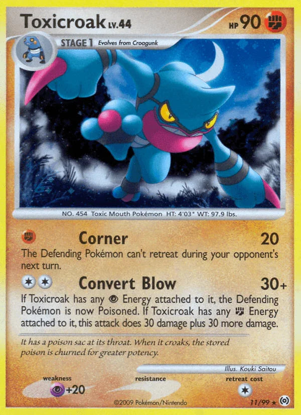 11, Fighting, Holo Rare, Holofoil, Platinum: Arceus, Psychic[+20], Reverse Holofoil Toxicroak (11/99) [Platinum: Arceus] - Trading Card World