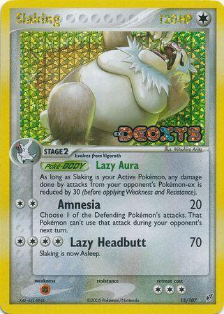 15, Colorless, EX: Deoxys, Fighting[×2], Holo Rare, Reverse Holofoil Slaking (15/107) (Stamped) [EX: Deoxys] - Trading Card World