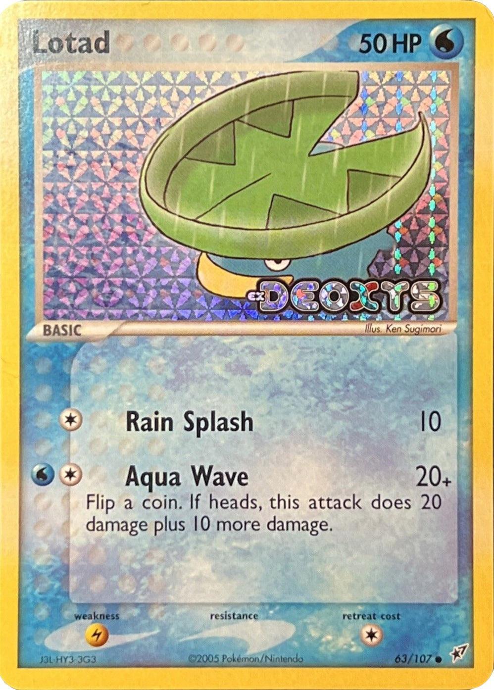 63, Common, EX: Deoxys, Lightning[×2], Reverse Holofoil, Water Lotad (63/107) (Stamped) [EX: Deoxys] - Trading Card World