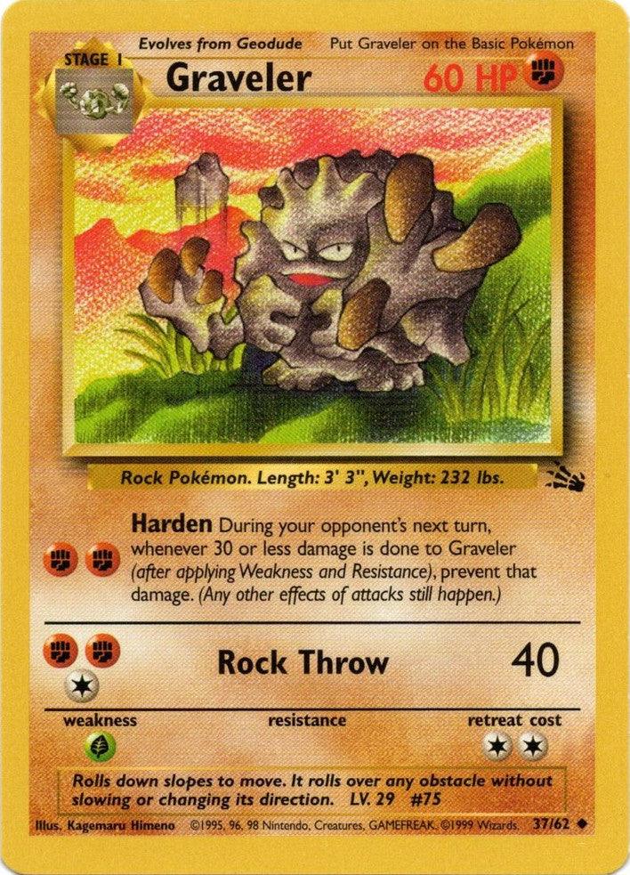 37, Fighting, Fossil Unlimited, Grass[×2], Normal, Uncommon Graveler (37/62) [Fossil Unlimited] - Trading Card World