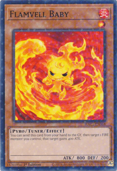 1st Edition, Common, Fire, Hidden Arsenal: Chapter 1, Pyro, Tuner/Effect Monster Flamvell Baby (Duel Terminal) [HAC1-EN068] Common - Trading Card World