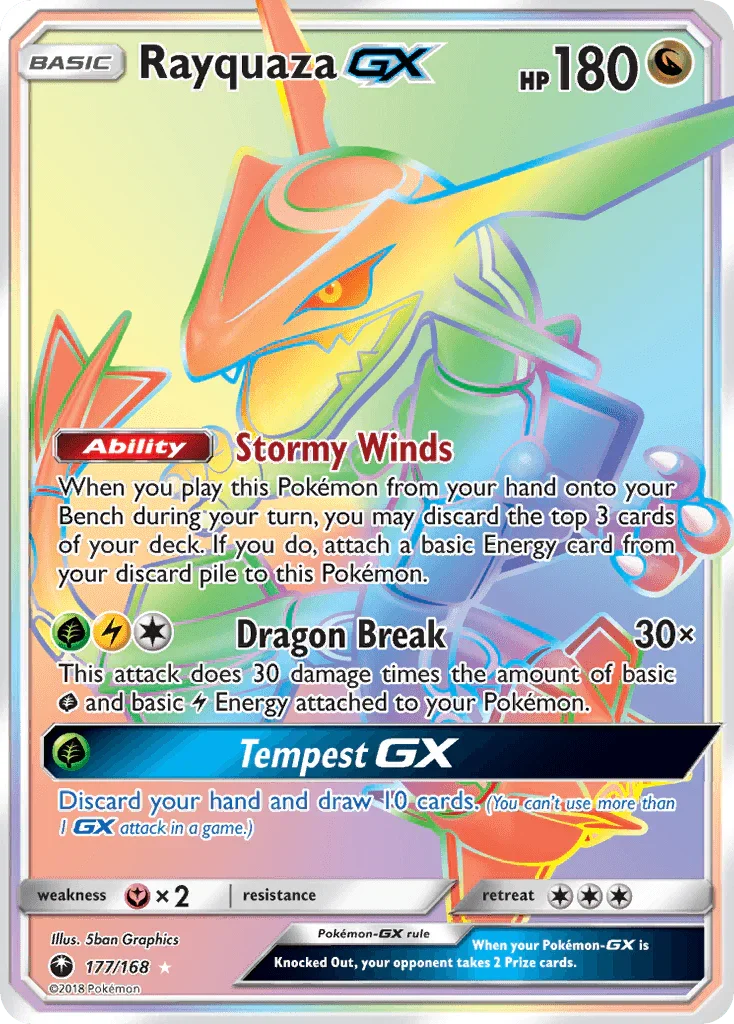 177, Dragon, Fairy[×2], Holofoil, Secret Rare, Sun & Moon: Celestial Storm Rayquaza GX (177/168) [Sun & Moon: Celestial Storm] - Trading Card World