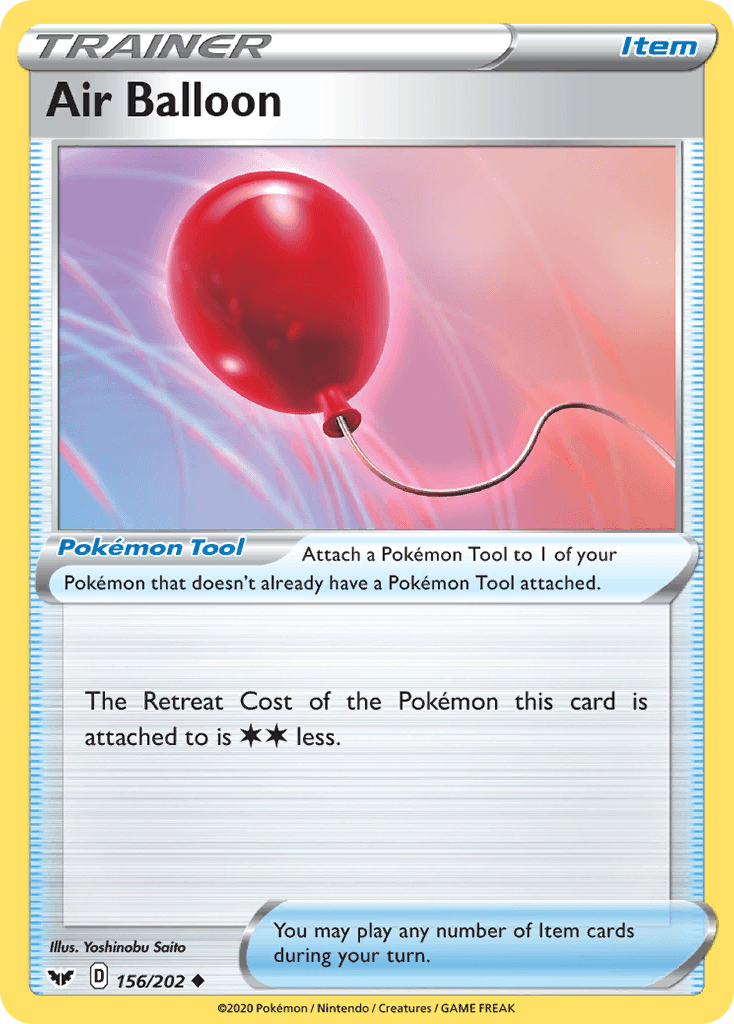 156, Item, Normal, Reverse Holofoil, Sword & Shield: Base Set, Uncommon Air Balloon (156/202) [Sword & Shield: Base Set] - Trading Card World