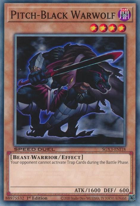 1st Edition, Beast-Warrior, Common, Dark, Effect Monster, Speed Duel GX: Duelists of Shadows Pitch-Black Warwolf [SGX3-ENI18] Common - Trading Card World