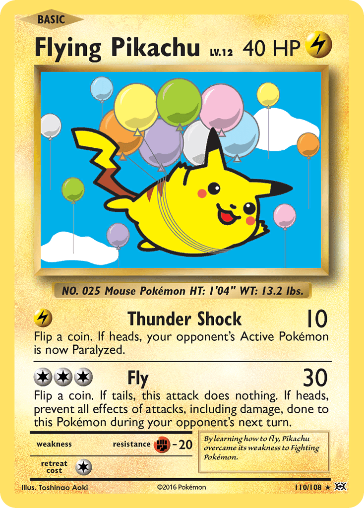 110, Fighting[-20], Lightning, Normal, Secret Rare, XY: Evolutions Flying Pikachu (110/108) [XY: Evolutions] - Trading Card World