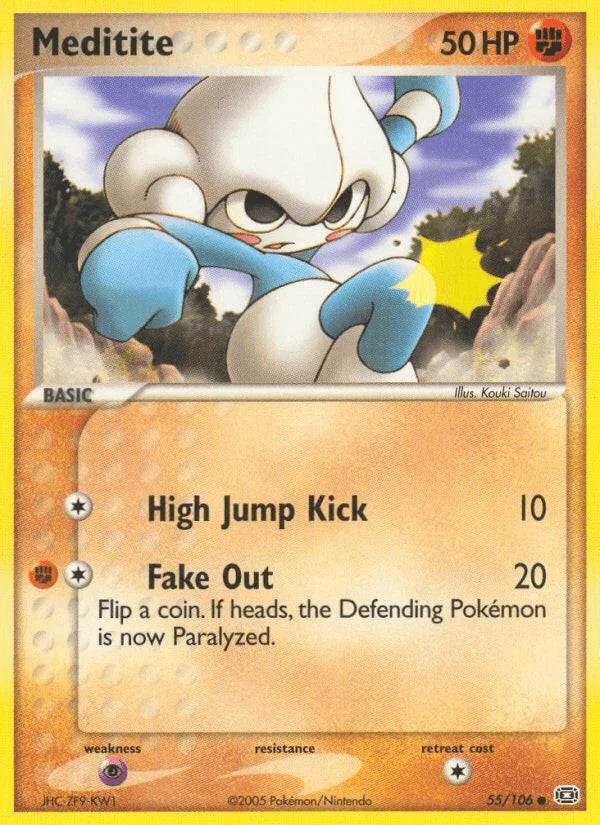 55, Common, EX: Emerald, Fighting, Normal, Psychic[×2] Meditite (55/106) [EX: Emerald] - Trading Card World
