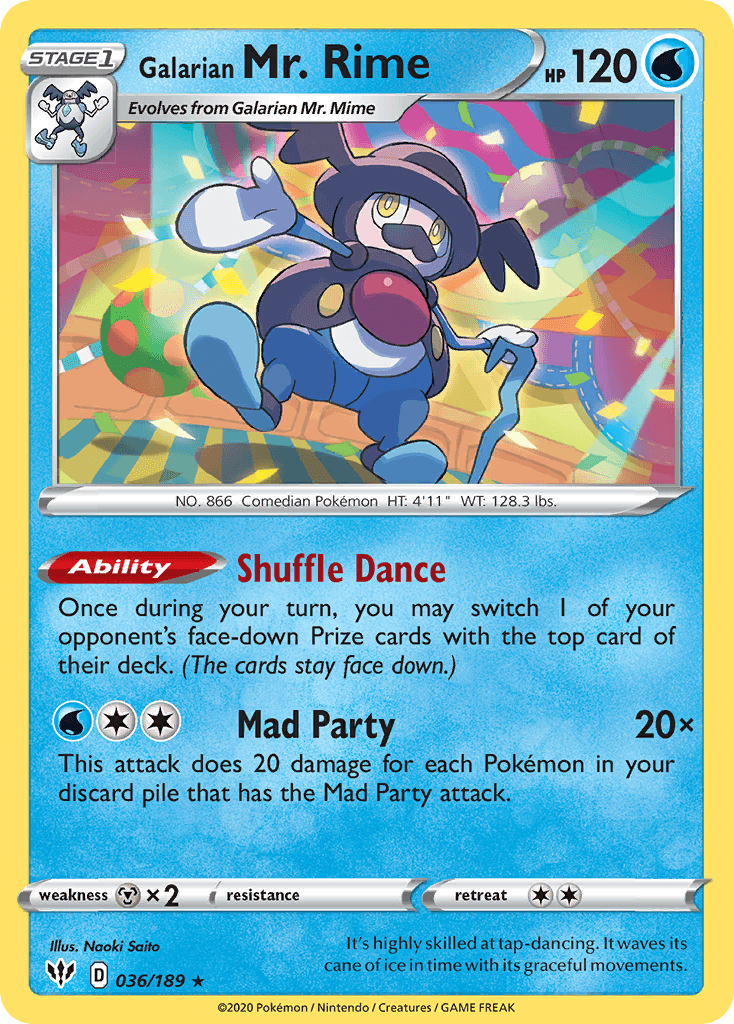 036, Metal[×2], Normal, Rare, Reverse Holofoil, Sword & Shield: Darkness Ablaze, Water Galarian Mr. Rime (036/189) [Sword & Shield: Darkness Ablaze] - Trading Card World