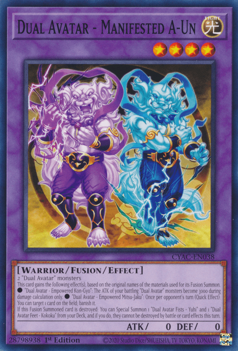 1st Edition, Common, Cyberstorm Access, Fusion/Effect Monster, Light, Warrior Dual Avatar - Manifested A-Un [CYAC-EN038] Common - Trading Card World