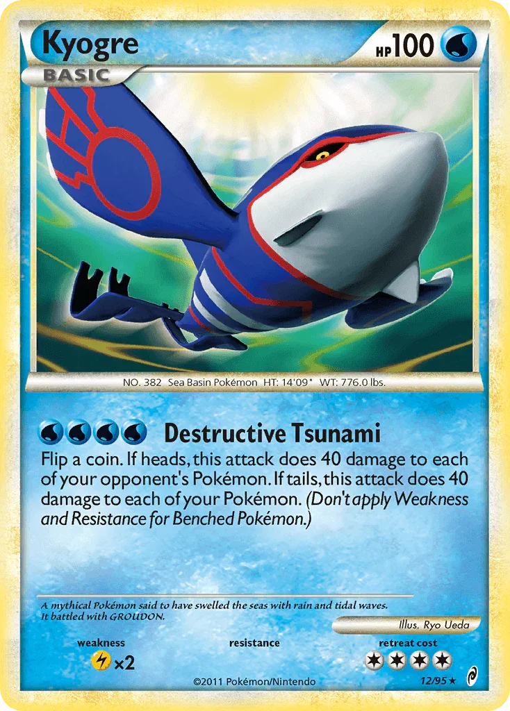 12, HeartGold & SoulSilver: Call of Legends, Holo Rare, Holofoil, Lightning[×2], Reverse Holofoil, Water Kyogre (12/95) [HeartGold & SoulSilver: Call of Legends] - Trading Card World