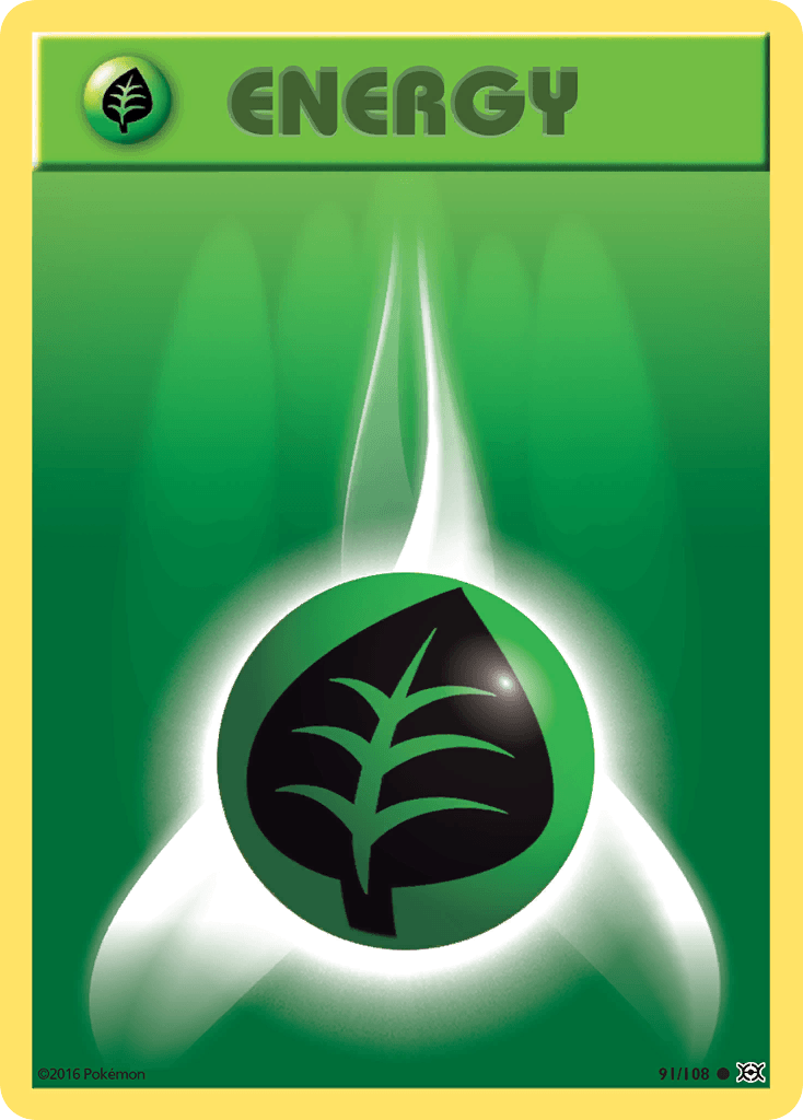 91, Basic Grass Energy, Common, Normal, Reverse Holofoil, XY: Evolutions Grass Energy (91/108) [XY: Evolutions] - Trading Card World