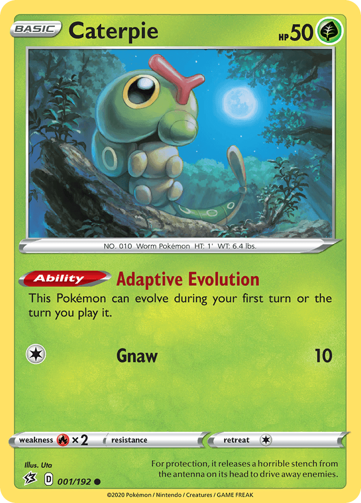 001, Common, Fire[×2], Grass, Normal, Reverse Holofoil, Sword & Shield: Rebel Clash Caterpie (001/192) [Sword & Shield: Rebel Clash] - Trading Card World